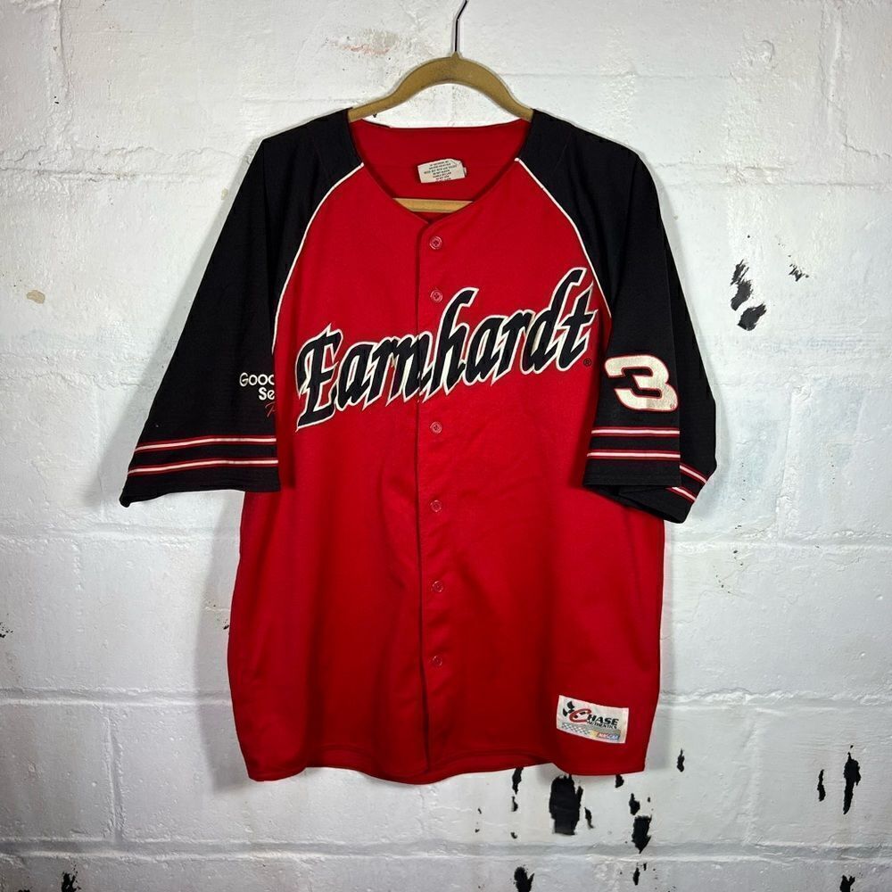 VINTAGE DALE EARNHARDT JR CHASE BASEBALL JERSEY SIZE LARGE RED NASCAR